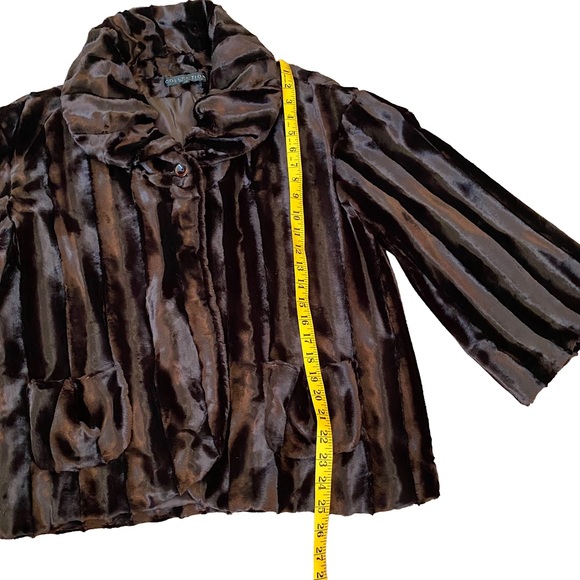 COLLECTION BY HARVE BENARD  | FAUX FUR DARK BROWN EVENING SWING JACKET  SZ 10 - Picture 12 of 14